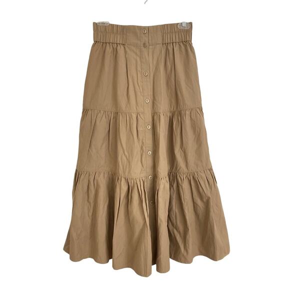 Brochu Walker The Havana Tiered Button Maxi Midi Skirt Tan - Picture 6 of 9